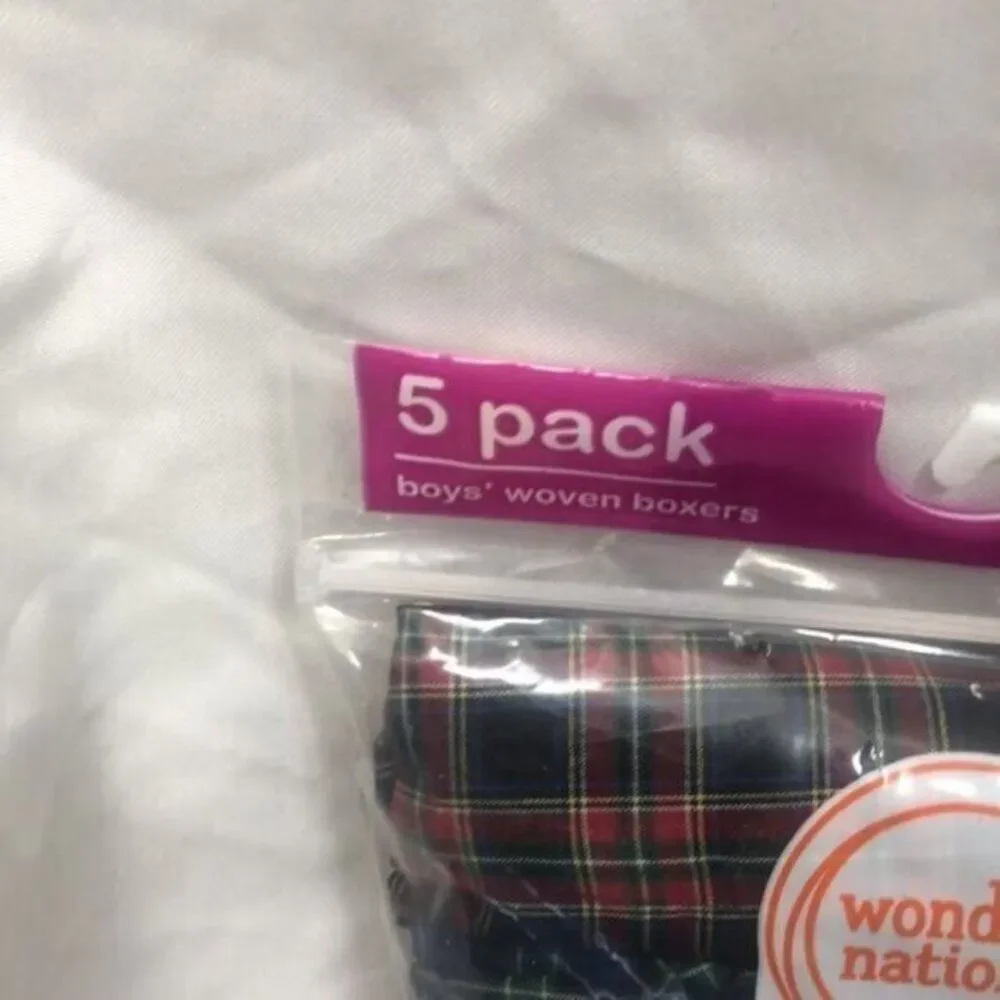 Wonder Nation Boys Woven Boxers 5 Pack Underwear Size Medium (8) Plaid‎
